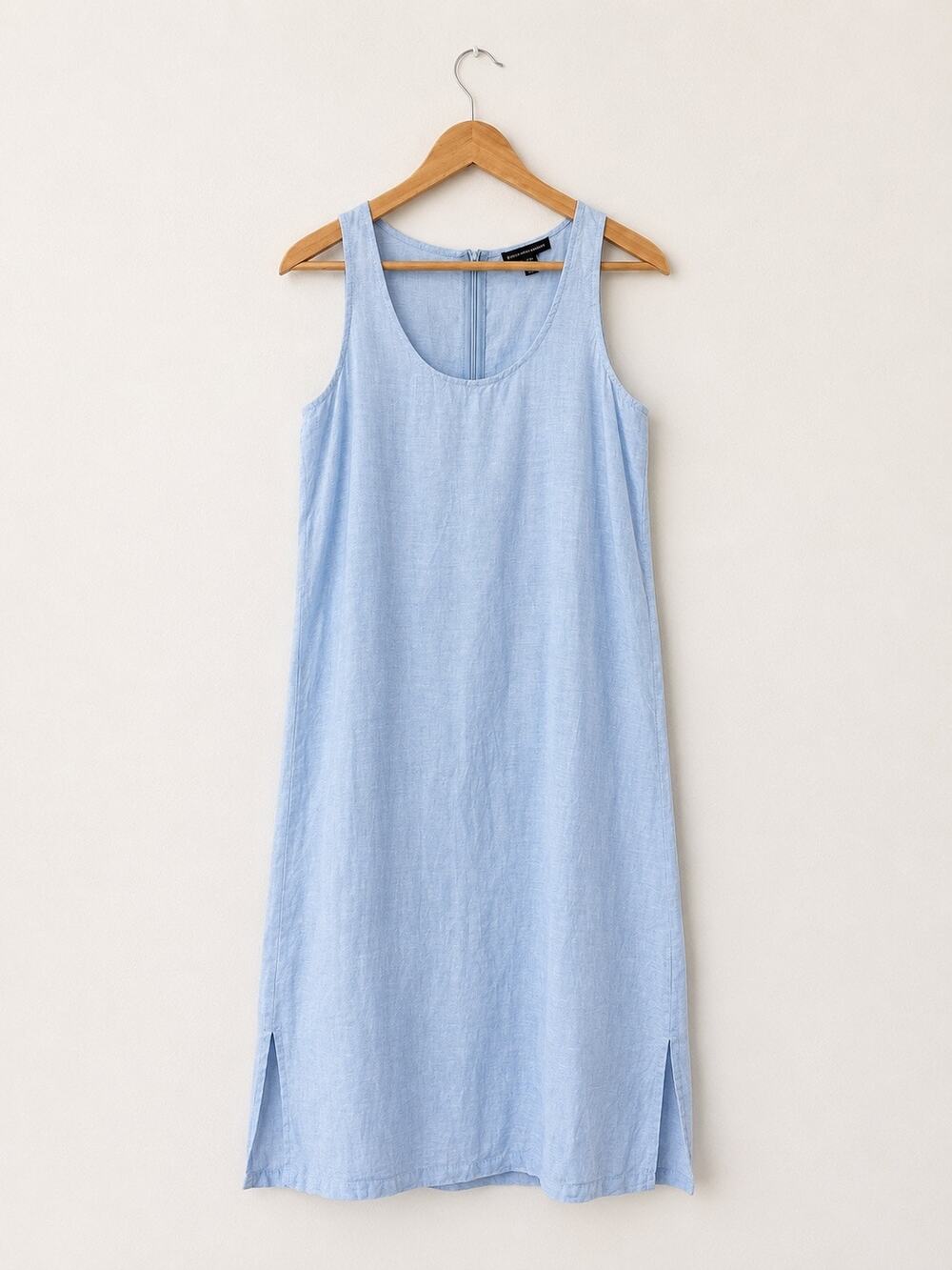 Saks Fifth Avenue 100% Linen Blue Midi Shift Dress Size XS